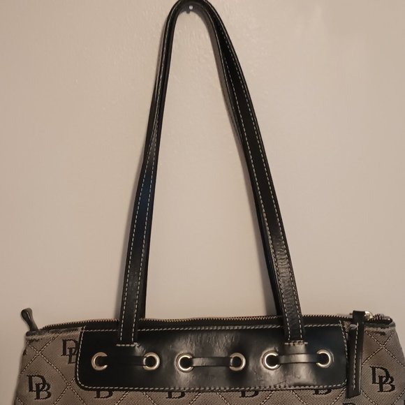 Vintage Dooney & Bourke Signature Grey & Black Logo Purse Shoulder Bag - Picture 3 of 12